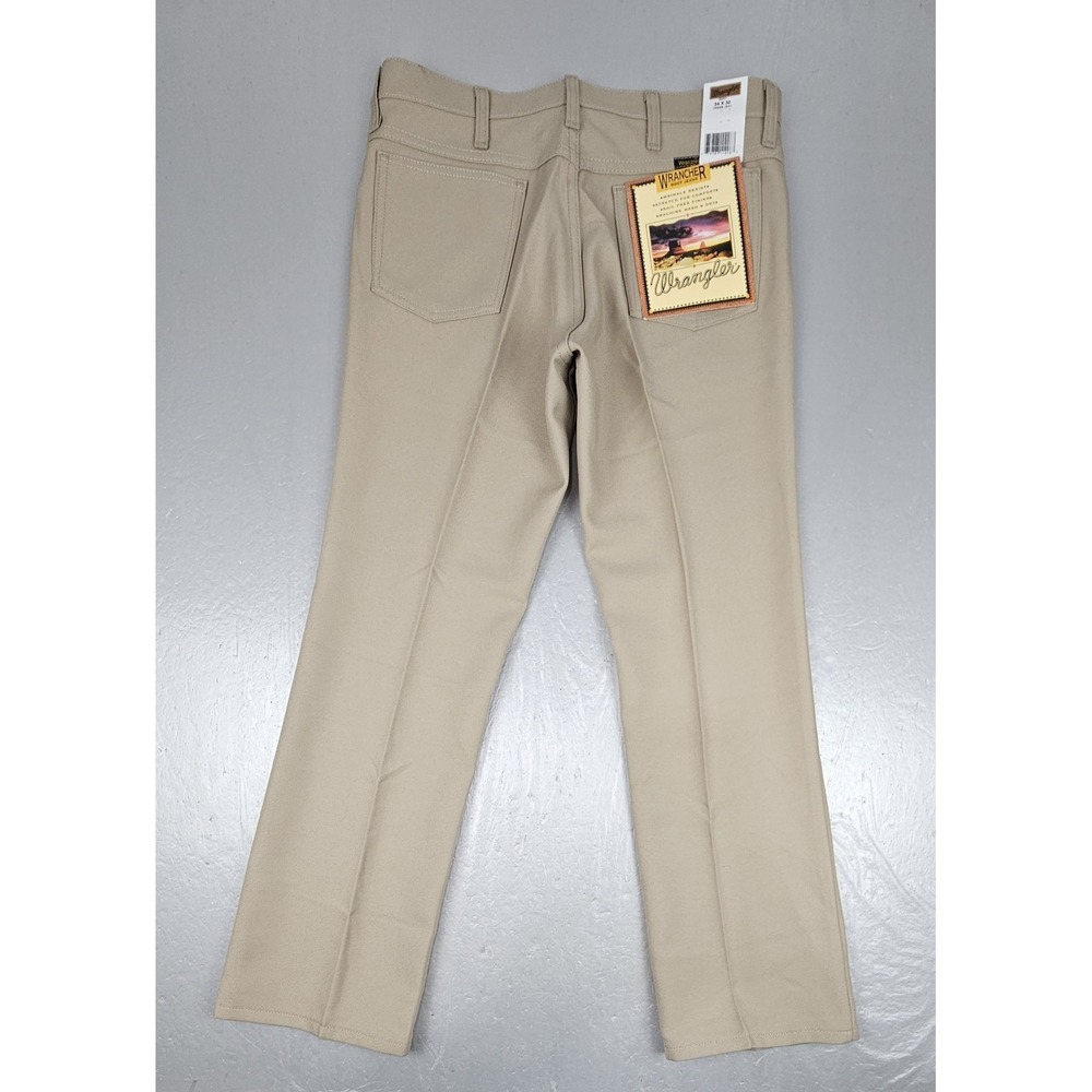 Wrangler Wrancher Dress Boot Pants Mens 34X30 Tan Creased Trousers NWT